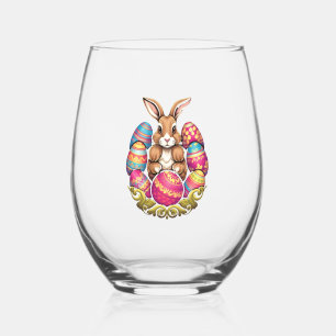 Verre À Vin Sans Pied Lapin de Pâques OEufs colorés Chasse aux oeufs de