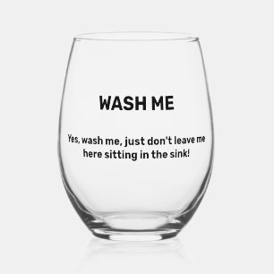 Verre À Vin Sans Pied LAVE-MOI Texte personnalisé drôle Sale