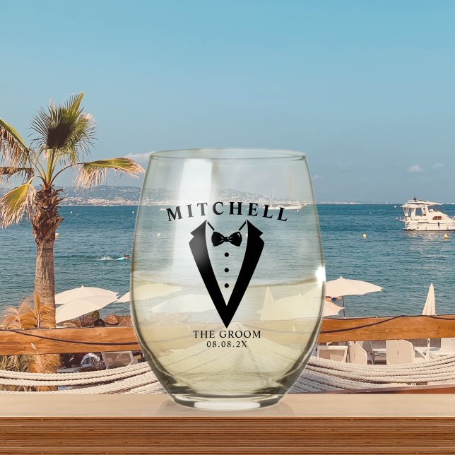 Verre À Vin Sans Pied Le mariage Tuxedo A Personnalisé Le Groom (Créateur téléchargé)