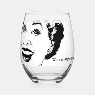Verre À Vin Sans Pied Le vin change les choses ! Illustration rétro d'un