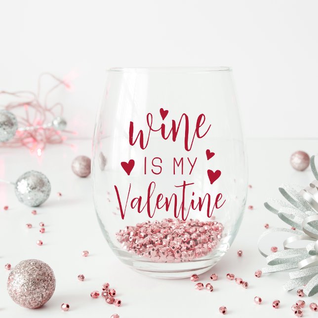 Verre À Vin Sans Pied Le Vin Est Mon Valentin (Créateur téléchargé)