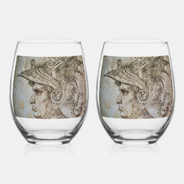 Verre À Vin Sans Pied Leonardo's Helmeted Warrior