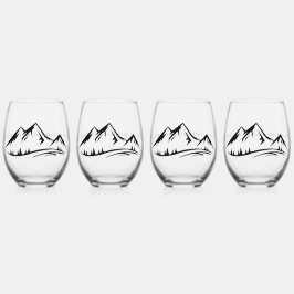 Verre À Vin Sans Pied Les montagnes appellent Design Wine Glass Set
