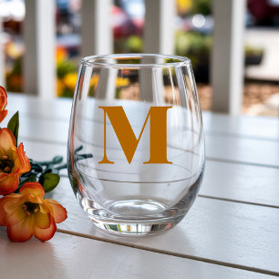 Verre À Vin Sans Pied Lettre initiale de monogramme moderne Ginger