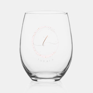 Verre À Vin Sans Pied LETTRE MONOGRAPHIQUE rose D'OR