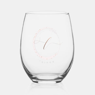 Verre À Vin Sans Pied LETTRE MONOGRAPHIQUE rose D'OR