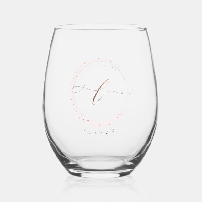 Verre À Vin Sans Pied LETTRE MONOGRAPHIQUE rose D'OR (Recto)