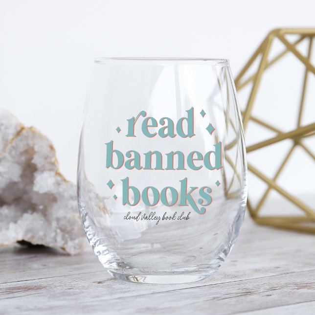 Verre À Vin Sans Pied Lire Livres Interdits Lettres Rétro Personnalisées (Créateur téléchargé)