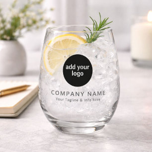 Verre À Vin Sans Pied Logo de société personnalisé pour entreprise noire
