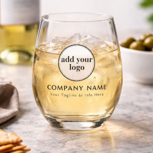 Verre À Vin Sans Pied Logo de société personnalisé pour entreprise noire