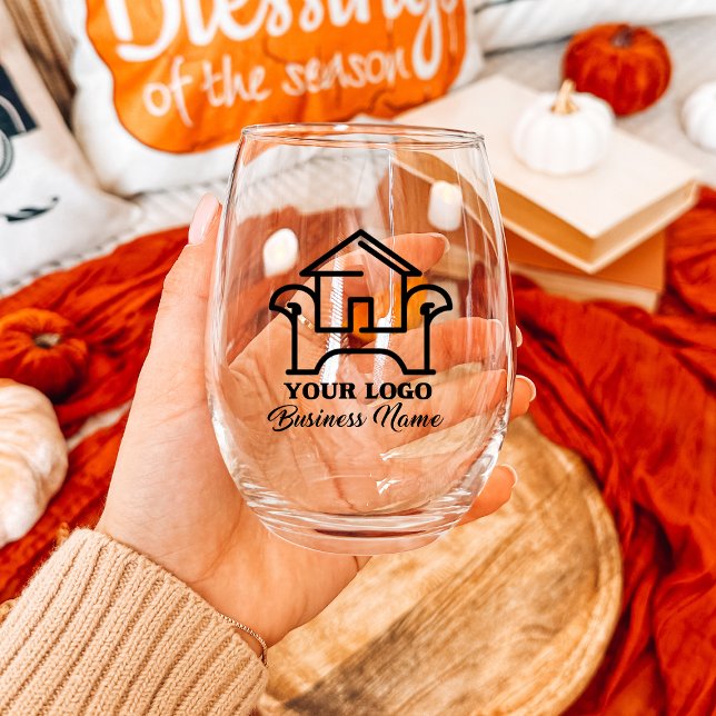 Verre À Vin Sans Pied Logo d'entreprise personnalisé Stemless (Personalized Business Logo Stemless Stemless Wine Glass
)