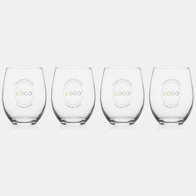 Verre À Vin Sans Pied Logo d'entreprise Slogan simple élégant profession (Recto)