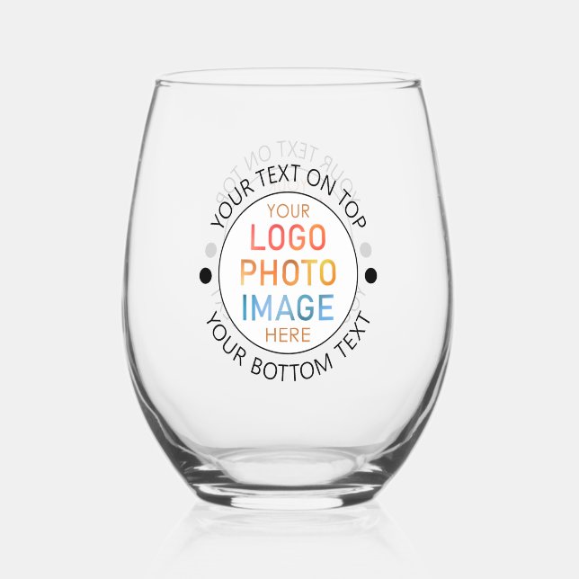 Verre À Vin Sans Pied Logo simple ou photo personnalisée (Recto)