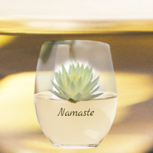 Verre À Vin Sans Pied Lotus Nénuphar Pastel Jaune Vert Floral
