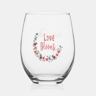 Verre À Vin Sans Pied Love Blooms Personnalisée Mariée Groom Mariage Dat