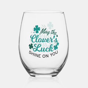 Verre À Vin Sans Pied Lucky Clover Charm - Puisse la chance du Clover Sh