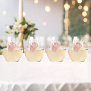 Verre À Vin Sans Pied Lunettes de vin mariage sans stemless Peach rose R