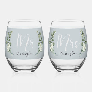 Verre À Vin Sans Pied Lunettes Mariages modernes Eucalyptus