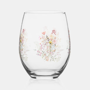 Verre À Vin Sans Pied Luxe Fleur sauvage  papillon Rose Garden