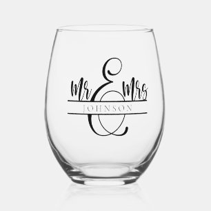 Verre À Vin Sans Pied M. et Mme Newlyhed Couple Gifts