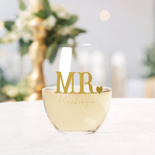Verre À Vin Sans Pied M. Nouveaux Mariés Personnalisés