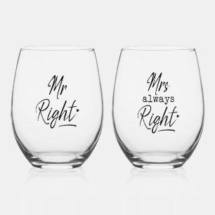 Verre À Vin Sans Pied M. Right, Mme Toujours Droite