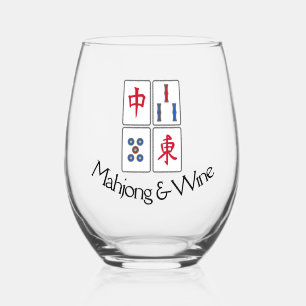 Verre À Vin Sans Pied Mahjong Design Verre sans pierre