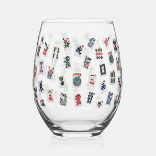 Verre À Vin Sans Pied MahJong tuiles et symboles motif