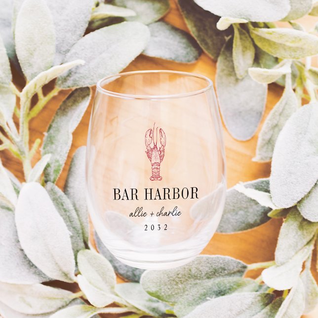Verre À Vin Sans Pied Maine Homard Destination Mariage Faveur (Créateur téléchargé)