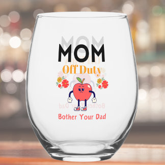 Verre À Vin Sans Pied "Maman en service" Cadeau pour maman