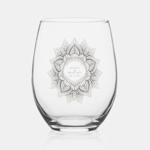 Verre À Vin Sans Pied Mandala Lace Mariage Neutrals ID478