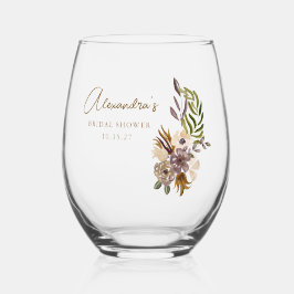 Verre À Vin Sans Pied Mariage Bohème Rustique Nature Botanique Personnal