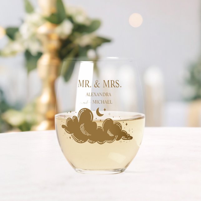 Verre À Vin Sans Pied Mariage céleste d'or mystique (Insitu (Mariage))