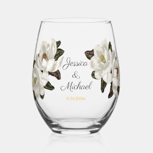 Verre À Vin Sans Pied Mariage de fleurs de Magnolia