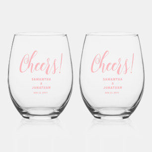 Verre À Vin Sans Pied Mariage de Merci rose