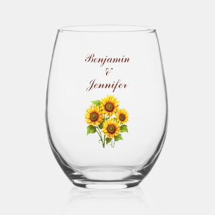 Verre À Vin Sans Pied Mariage de tournesol rustique