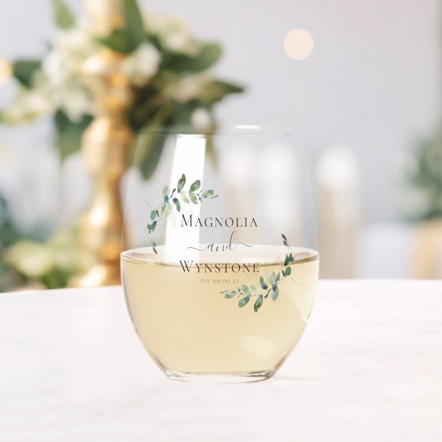 Verre À Vin Sans Pied Mariage de verdure Eucalyptus (Insitu (Mariage))
