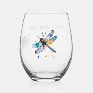 Verre À Vin Sans Pied Mariage Libellule, personnalisé