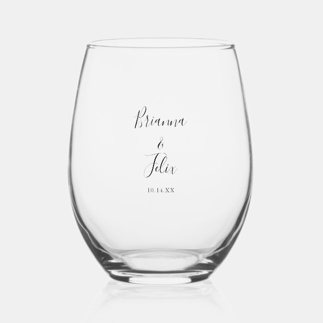 Verre À Vin Sans Pied Mariage minimaliste simple (Recto)