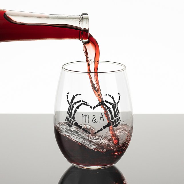 Verre À Vin Sans Pied Mariage personnalisé en forme de coeur (Créateur téléchargé)