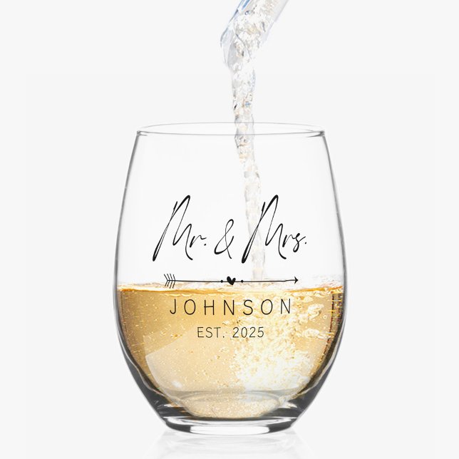 Verre À Vin Sans Pied Mariage personnalisé M. et Mme Glasses (Créateur téléchargé)