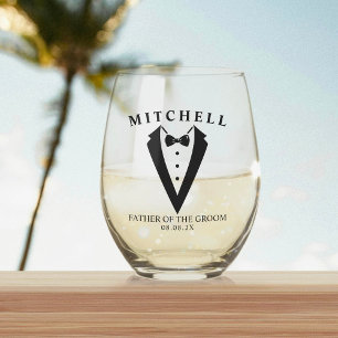 Verre À Vin Sans Pied Mariage Tuxedo Père personnalisé de la chambre