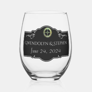 Verre À Vin Sans Pied Mariage Vintage Steampunk Personnalisé