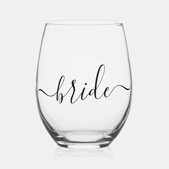 Verre À Vin Sans Pied Mariée Minimaliste (Recto)