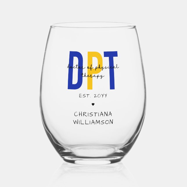Verre À Vin Sans Pied Médecin DPT de physiothérapie (Recto)