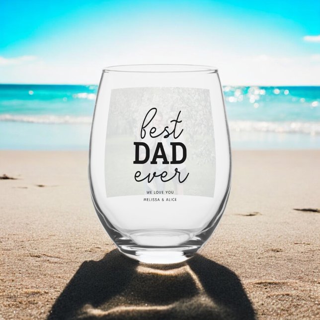 Verre À Vin Sans Pied Meilleur papa jamais photo (Créateur téléchargé)
