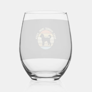 Verre À Vin Sans Pied Meilleure maman Doodle Rétro Chien