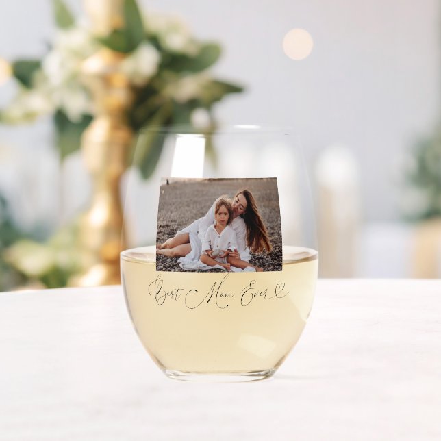 Verre À Vin Sans Pied Meilleure maman jamais script photo (Insitu (Mariage))