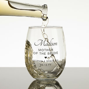 Verre À Vin Sans Pied Mère de la mariée, cortège de mariage personnalisé