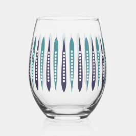 Verre À Vin Sans Pied Minimal bleu rétro inspiré